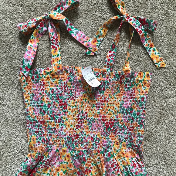🍁3/50$!! NWT! J. Crew Peplum Floral Tie Shoulder Smocked Corset Flounce Top - Picture 2 of 8